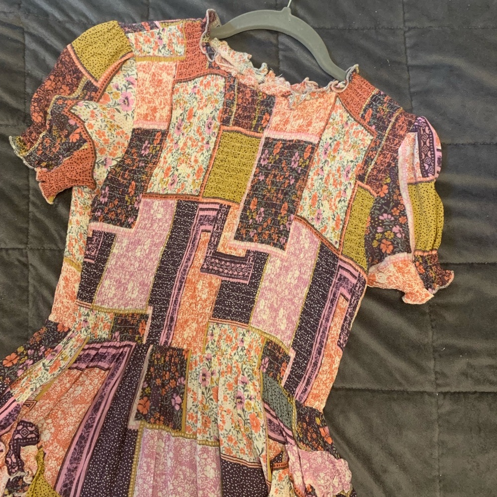 Olivaceous Patchwork Print Dress - image 1